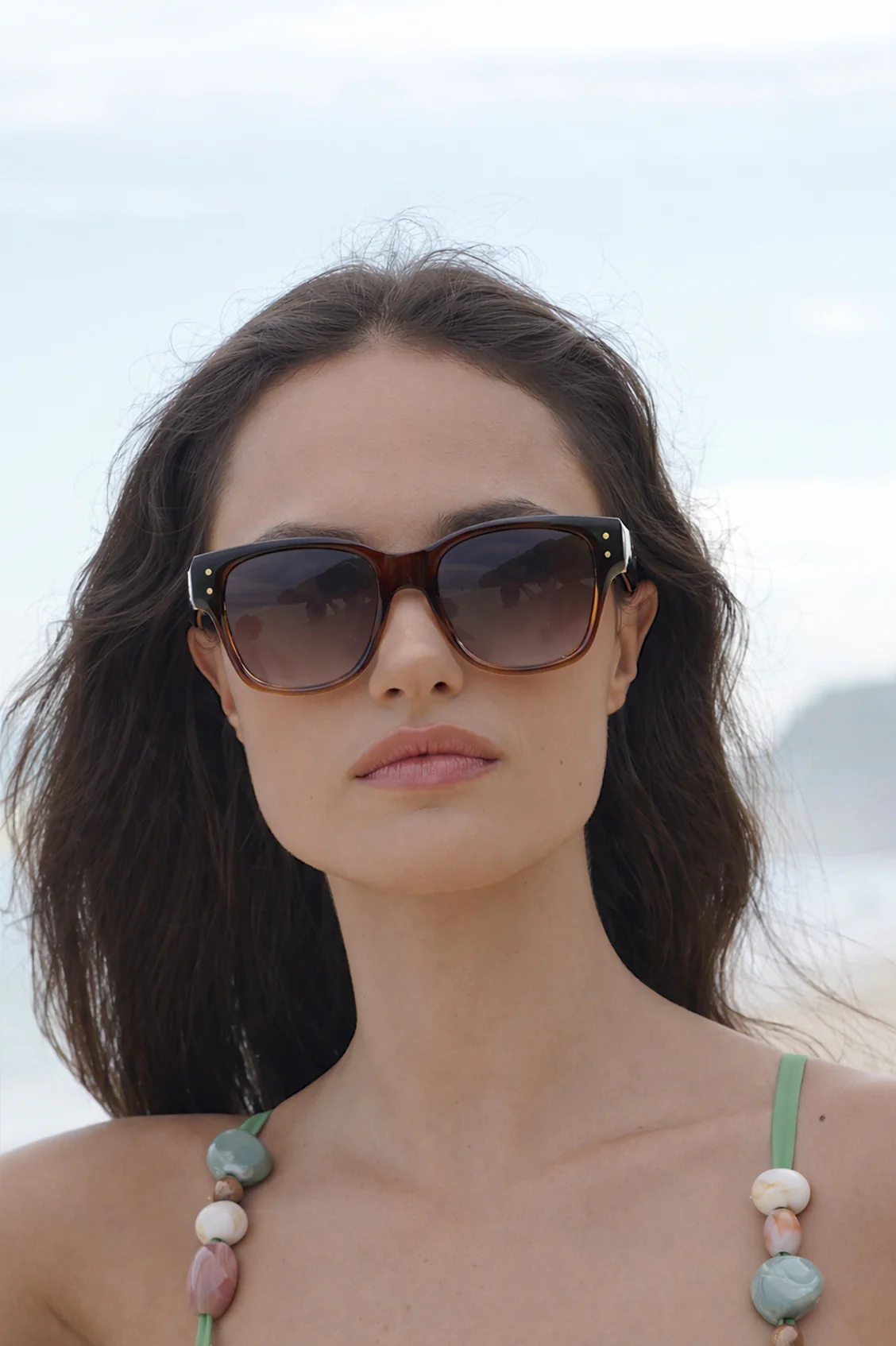 Transparent Brown Wayfarer Unisex Sunglasses - Image 2
