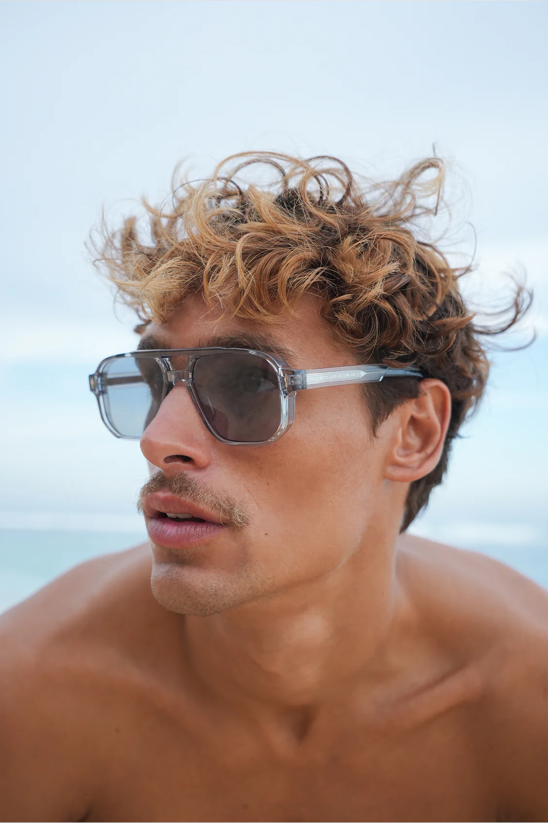 Transparent Grey Geneva Aviator Unisex Sunglasses - Image 5