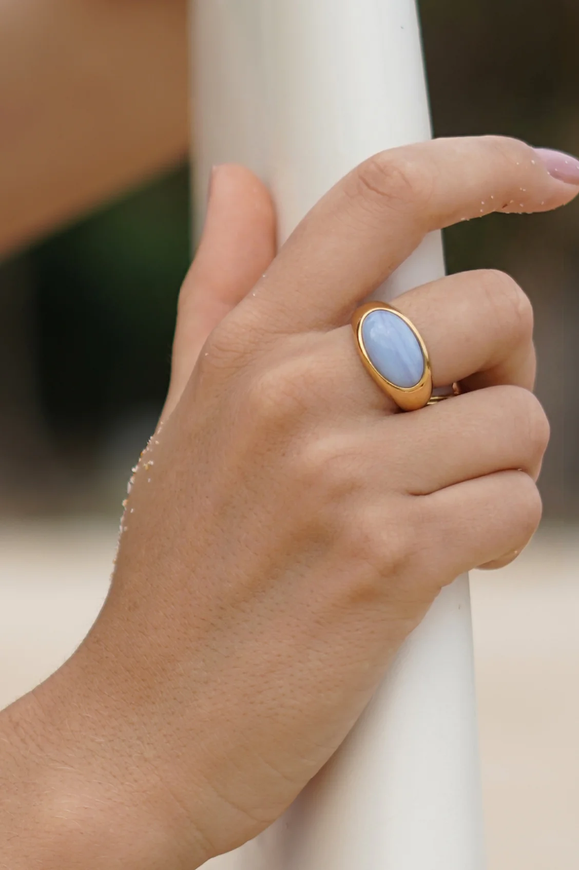 Blue Cabochon Gemstone Ring - Image 2
