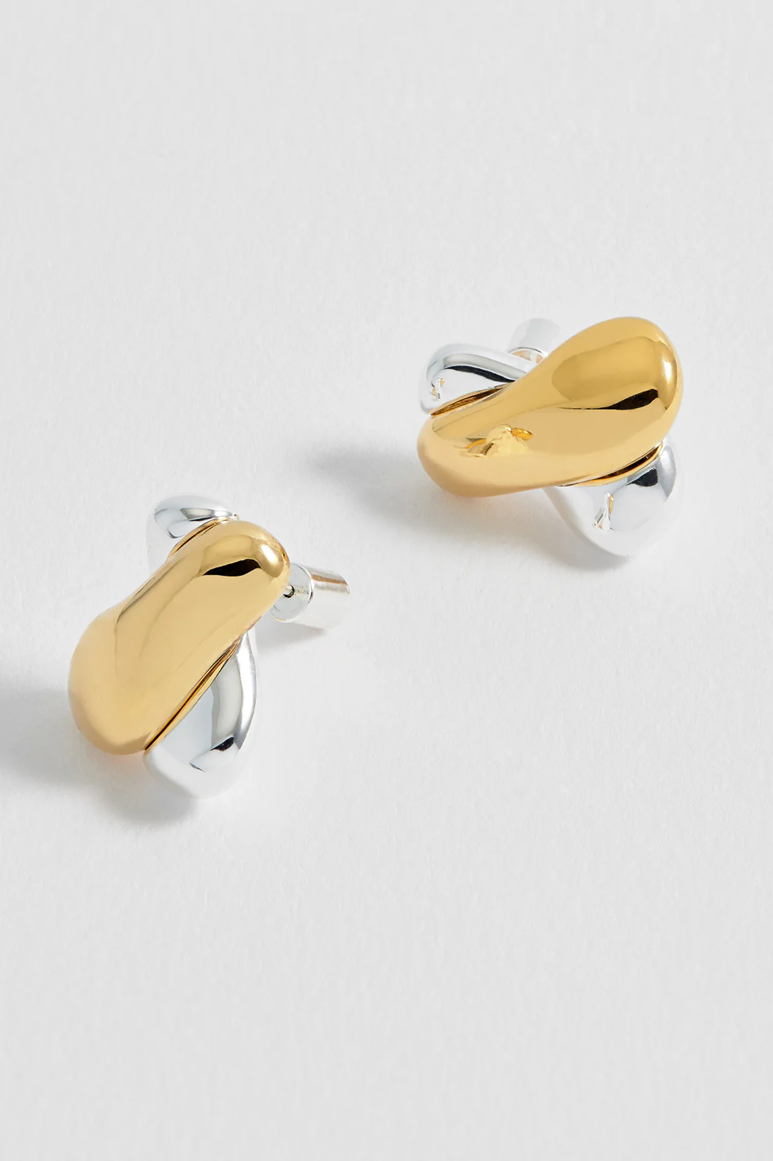 Chunky Mixed Metal Knot Stud Earrings - Image 4