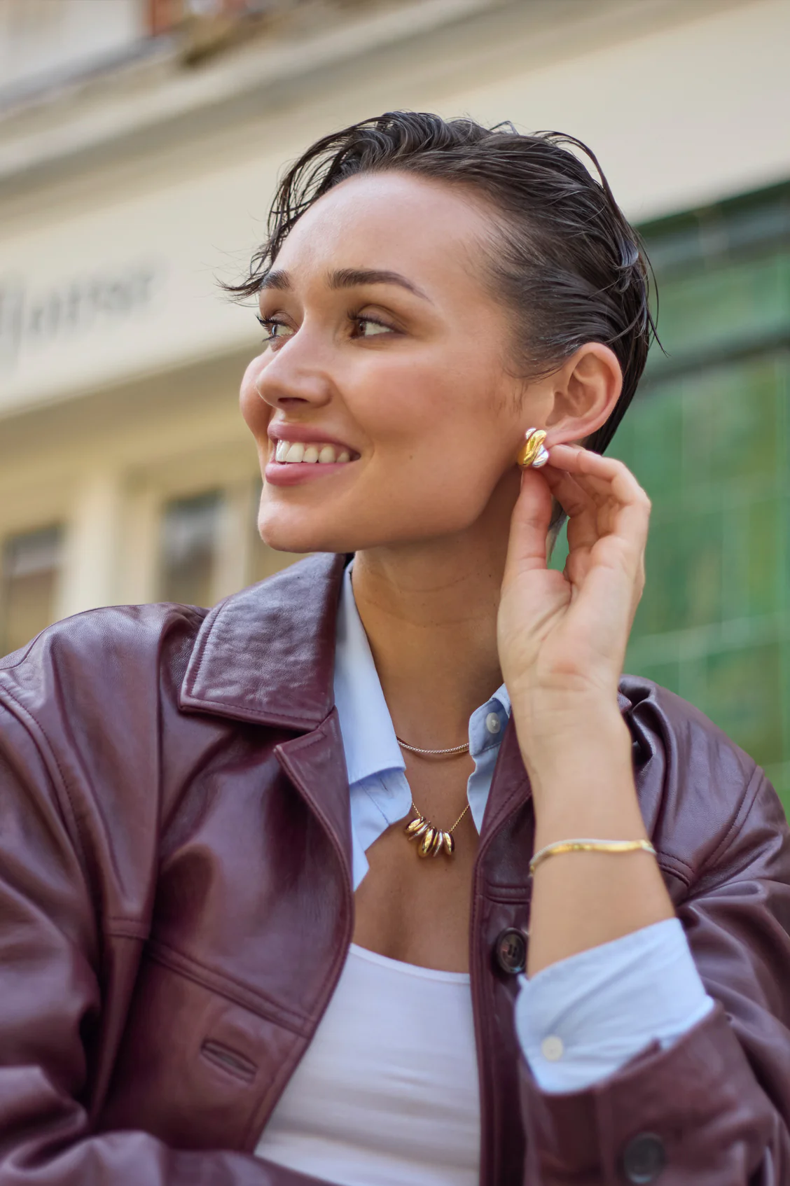 Chunky Mixed Metal Knot Stud Earrings - Image 6