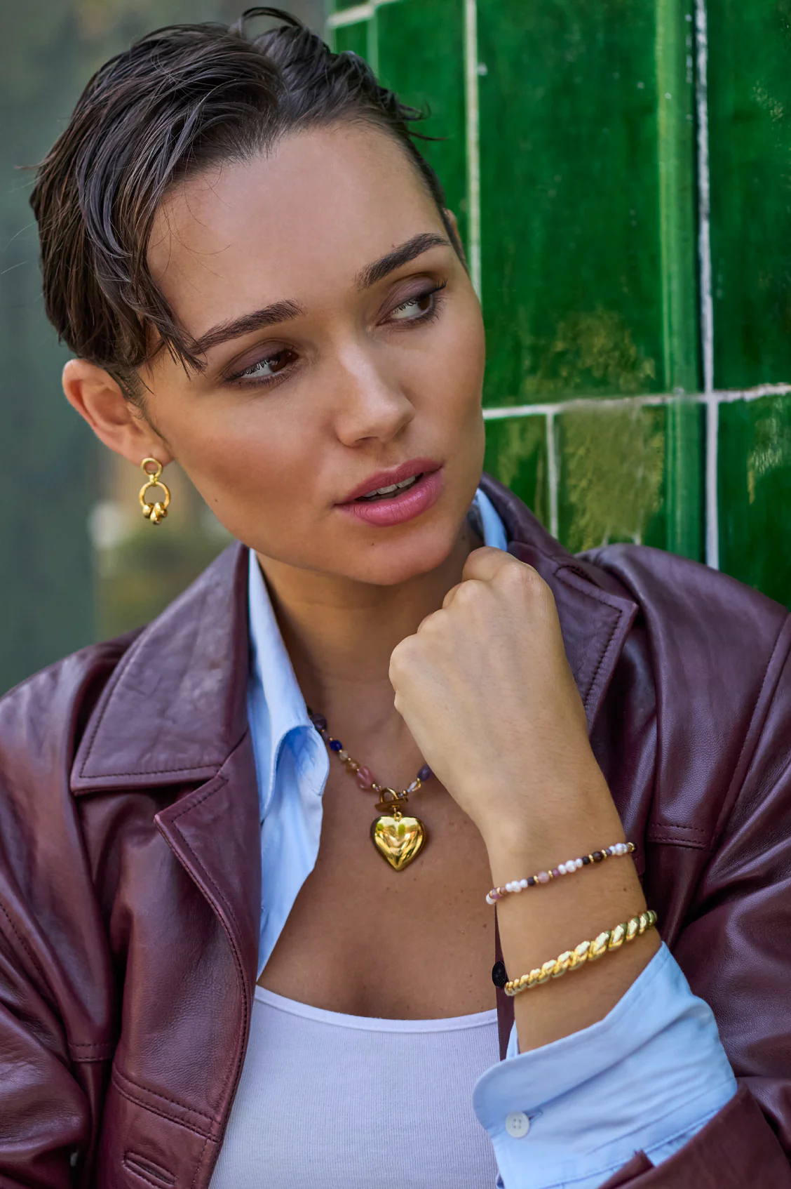 Beaded Circle Drop Earrings - Image 2