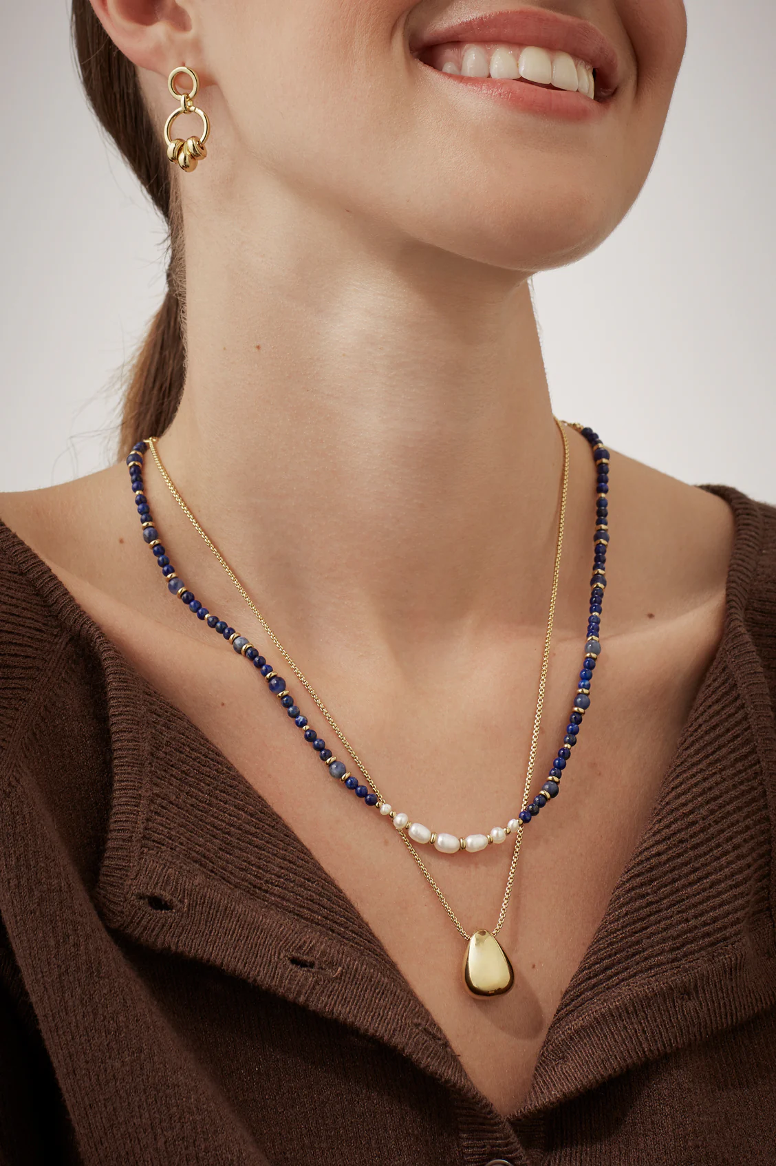 Lapis Lazuli and Pearl Beaded Necklace - Image 5