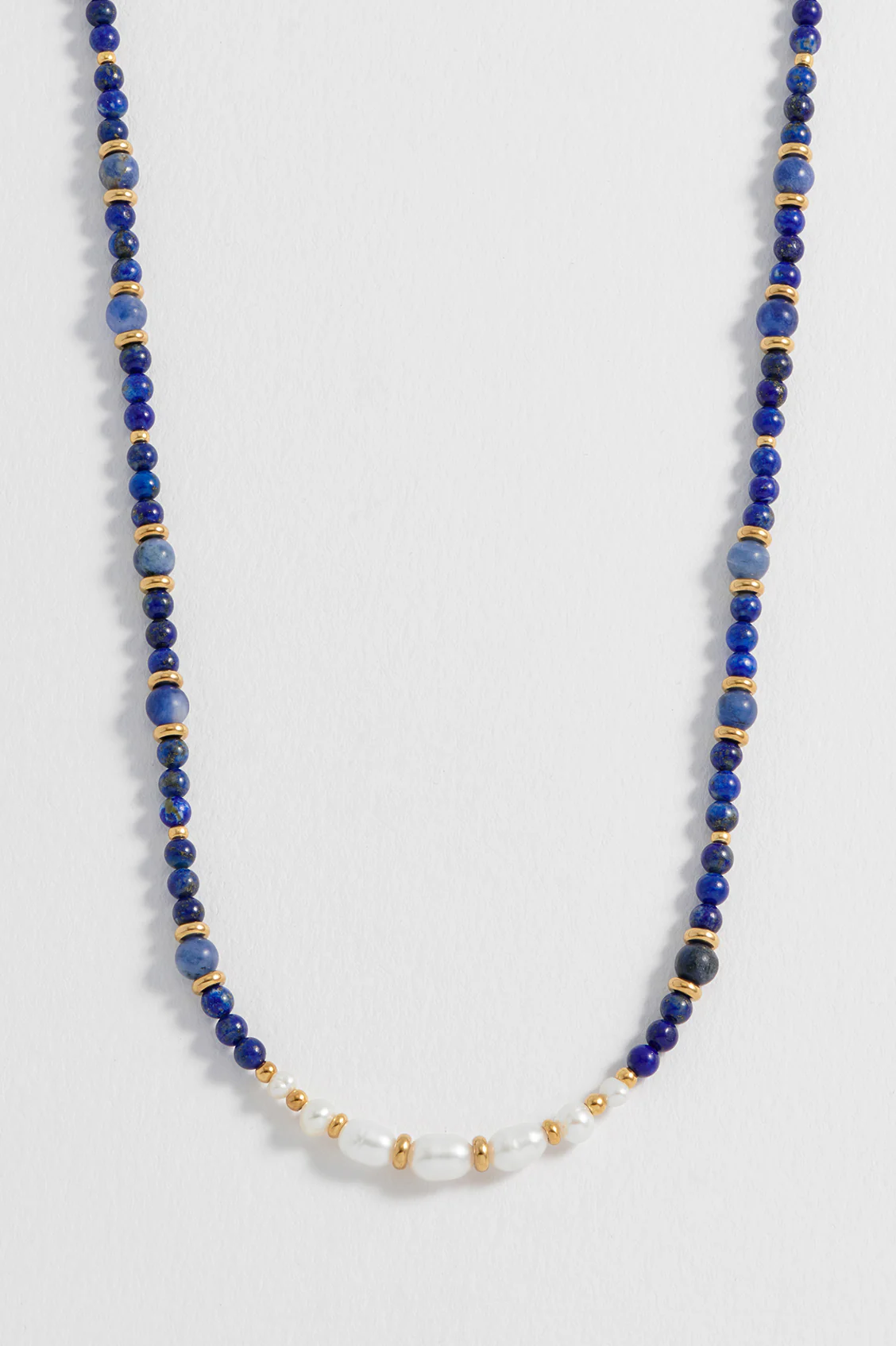 Lapis Lazuli and Pearl Beaded Necklace - Image 6