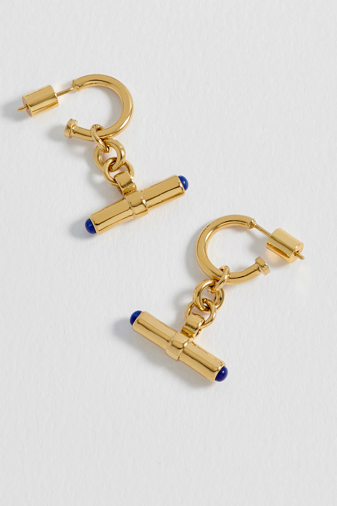 Lapis Lazuli Cabochon T-Bar Hoop Earrings