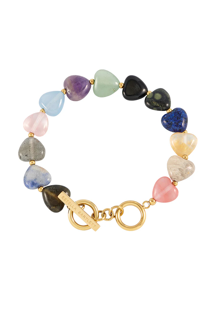 Multi-Gemstone Heart T-Bar Bracelet - Image 3
