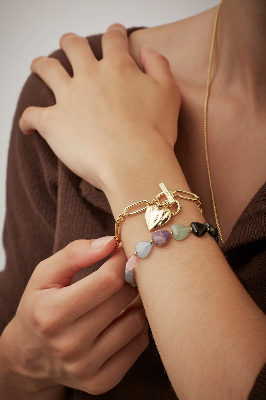 Multi-Gemstone Heart T-Bar Bracelet - Image 5