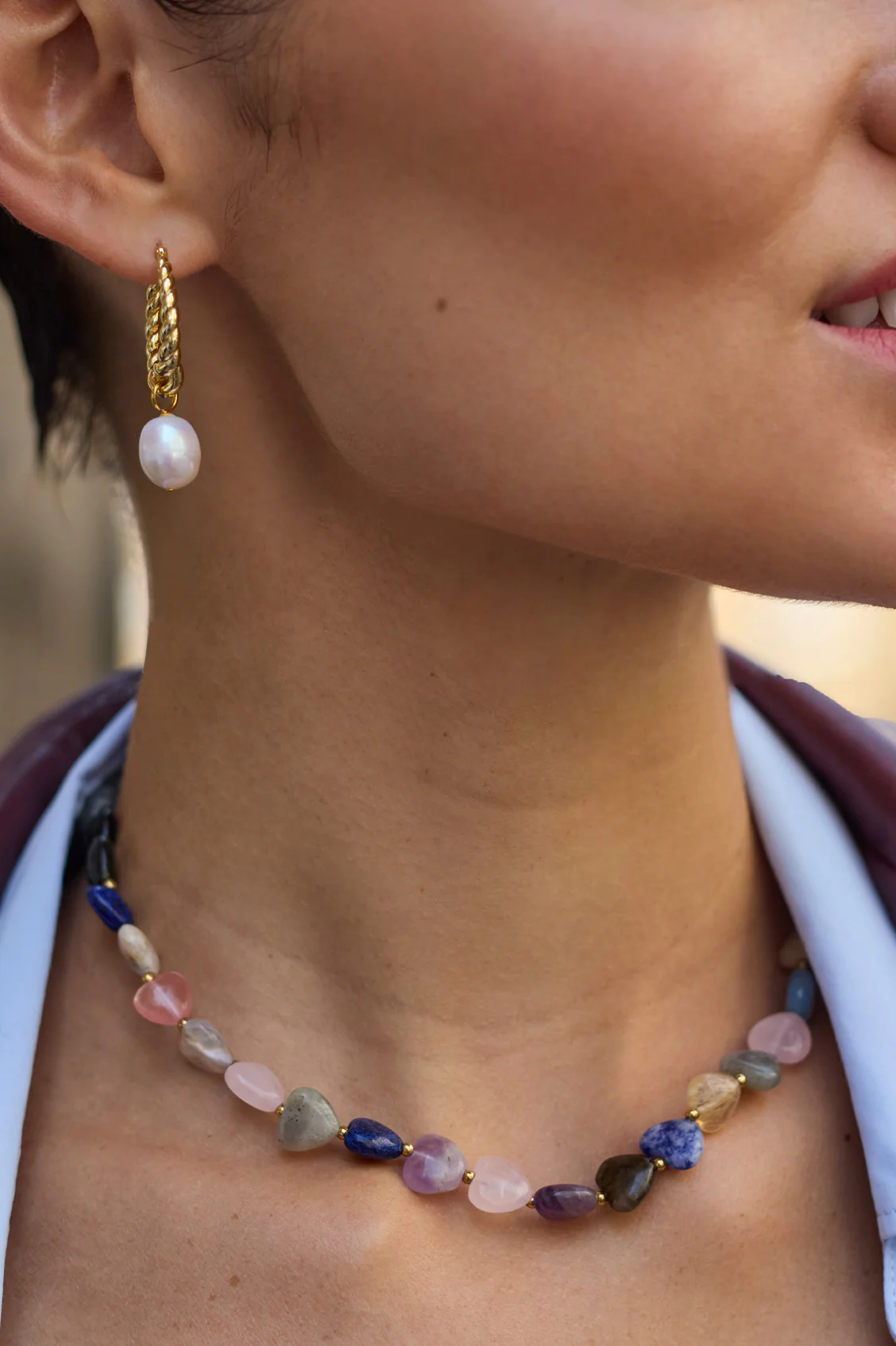 Multi-Gemstone Heart T-Bar Necklace - Image 7