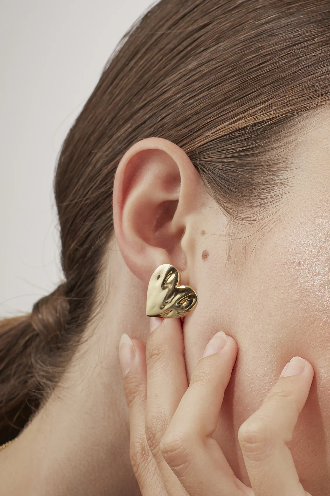 Oversized Molten Heart Stud Earrings - Image 2