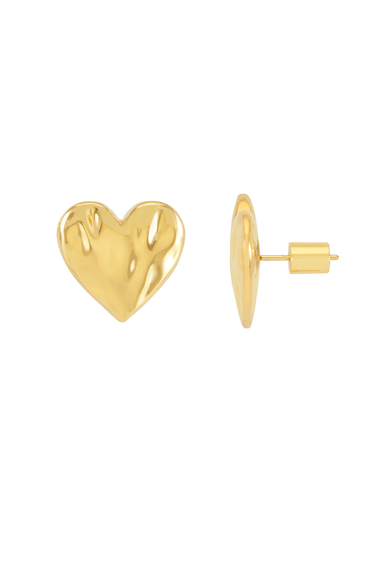 Oversized Molten Heart Stud Earrings - Image 3