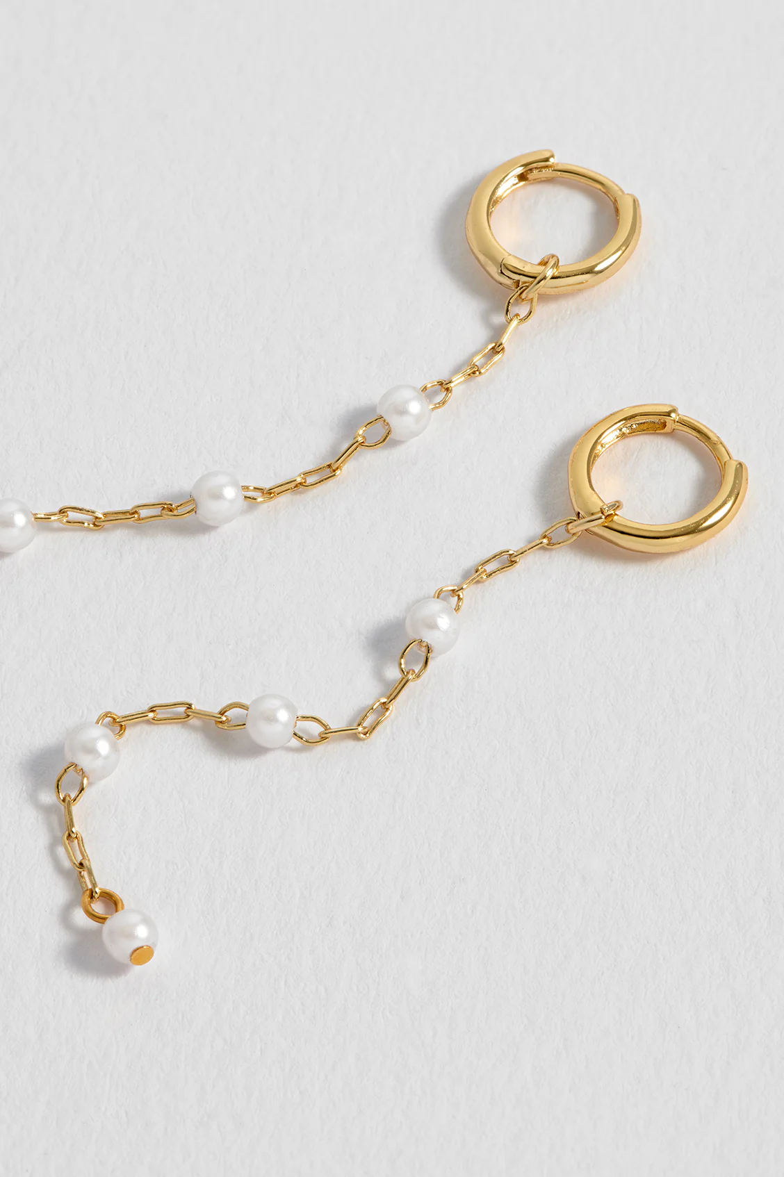 Pearl Chain Drop Huggies - Image 4