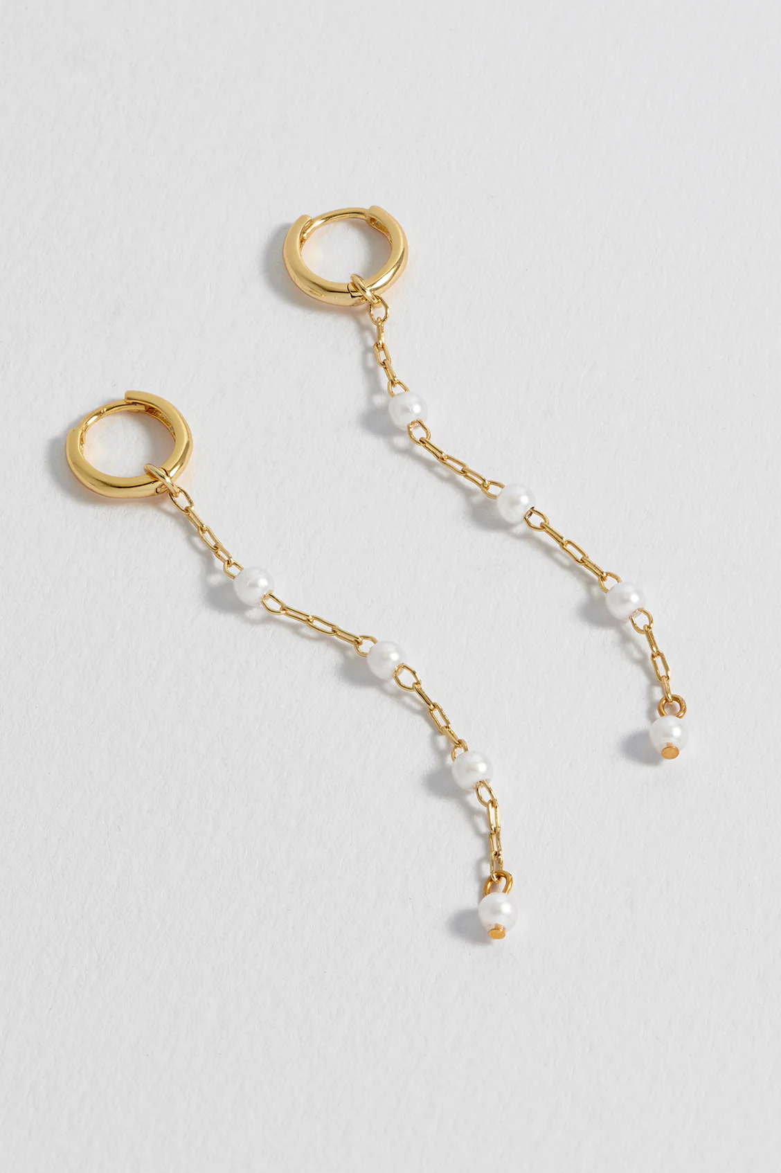 Pearl Chain Drop Huggies - Image 6