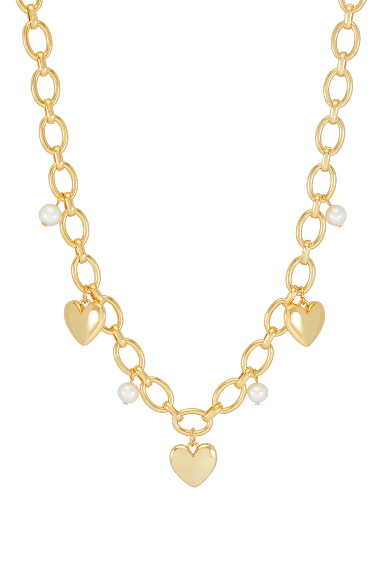 Pearl and Heart Charm Necklace - Image 3