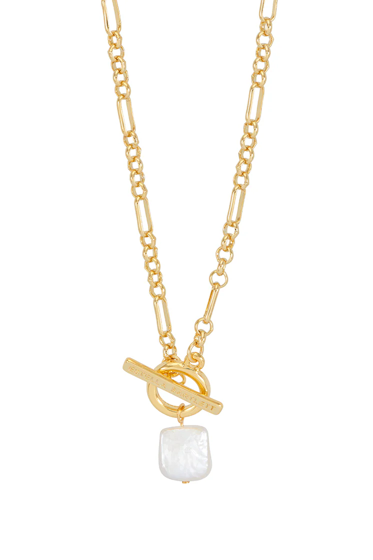 Square Baroque Pearl T-Bar Necklace - Image 3