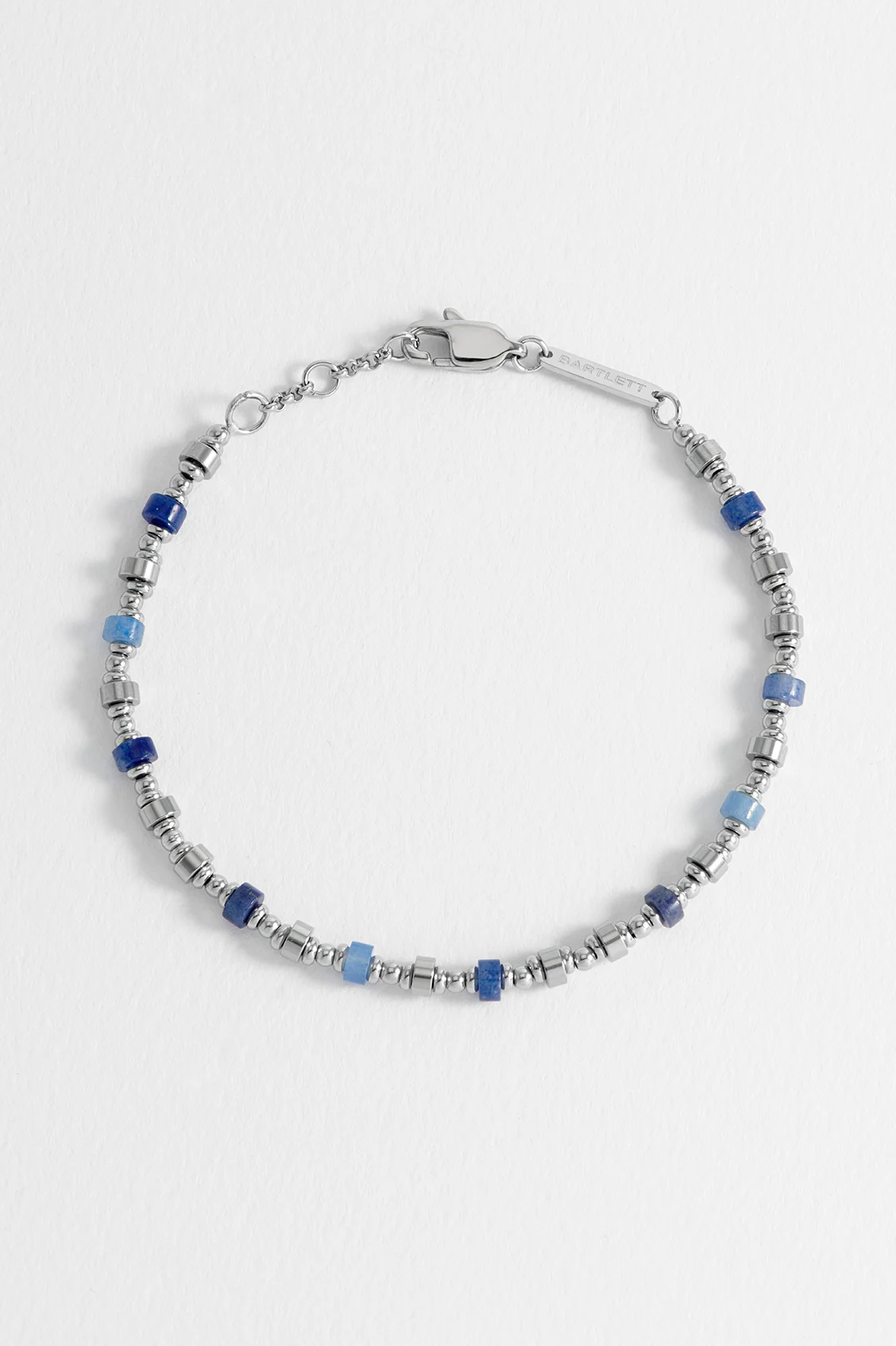 Men's Blue Gemstone and Metal Bead Bracelet