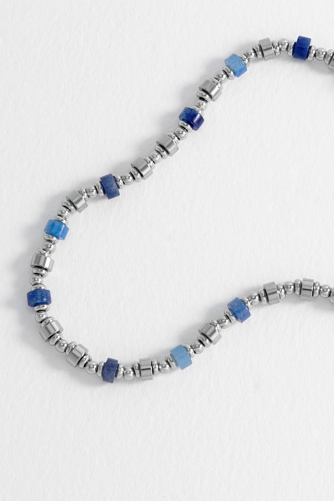 Men's Blue Gemstone and Metal Bead Bracelet - Image 4
