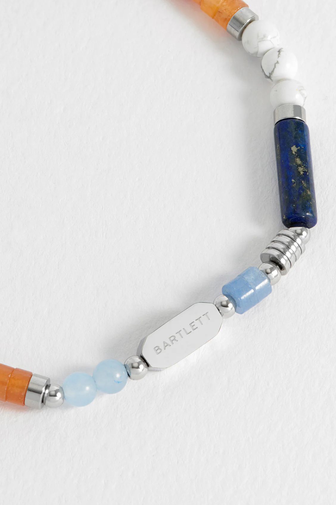 Men's Blue, Orange and White Gemstone Bead Bracelet - Image 4