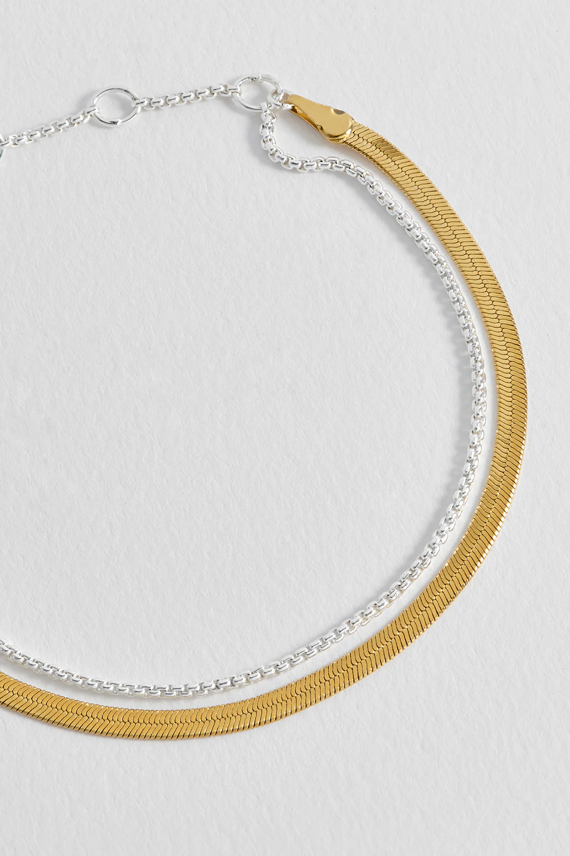 Mixed Metal Herringbone Chain Double Bracelet - Image 4