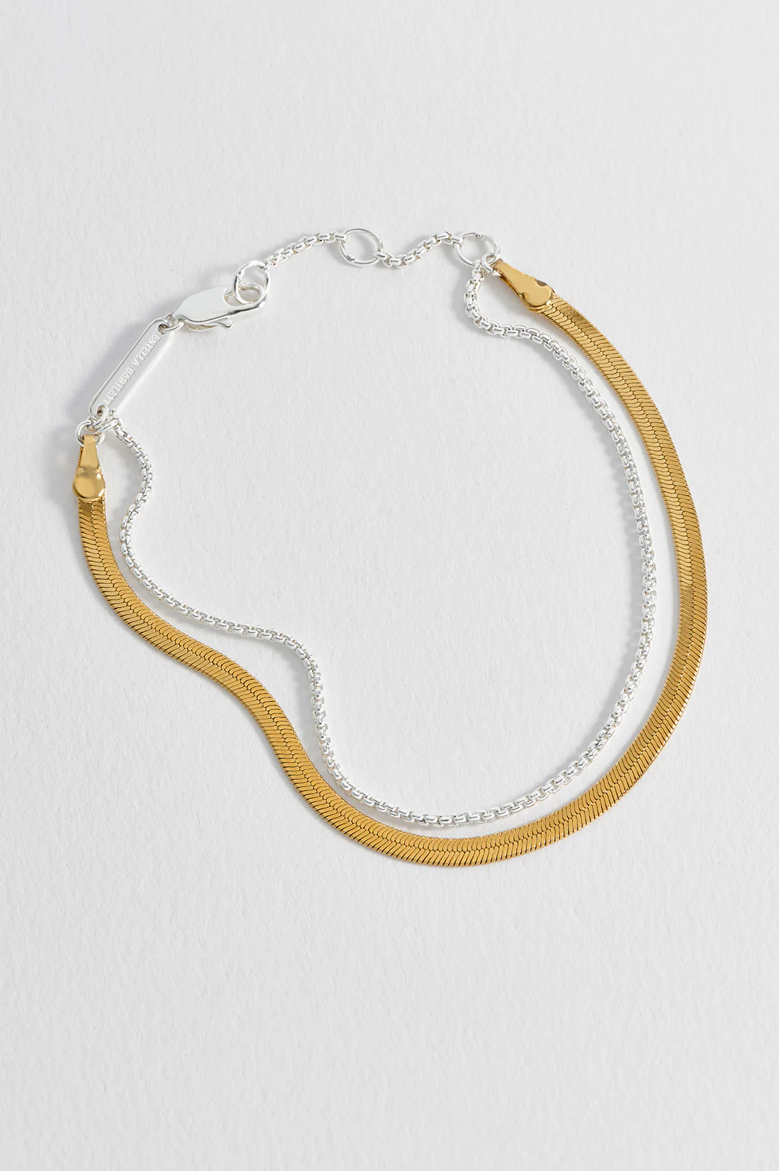 Mixed Metal Herringbone Chain Double Bracelet - Image 6