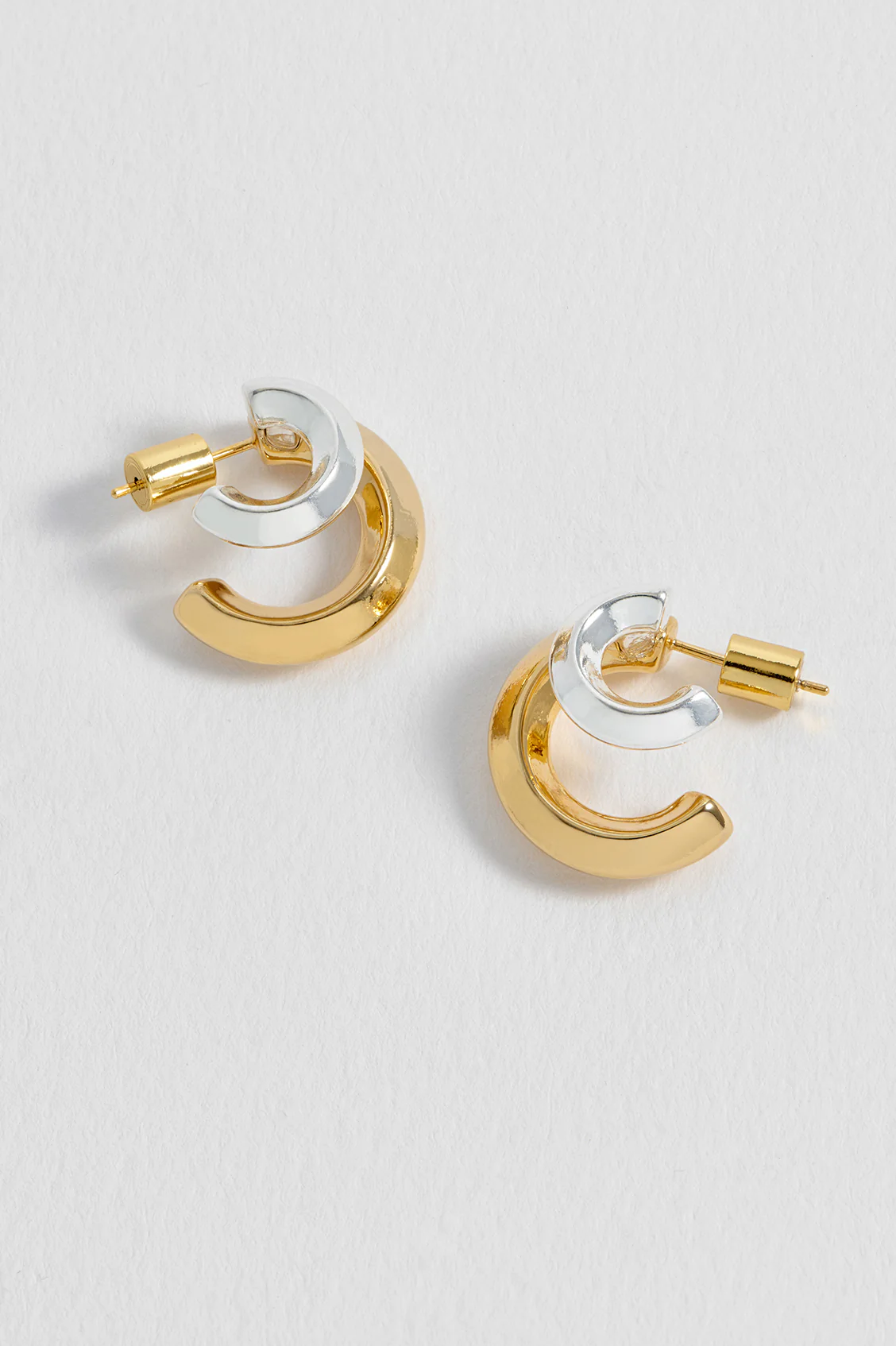 Mixed Metal Double Hoop Earrings - Image 4