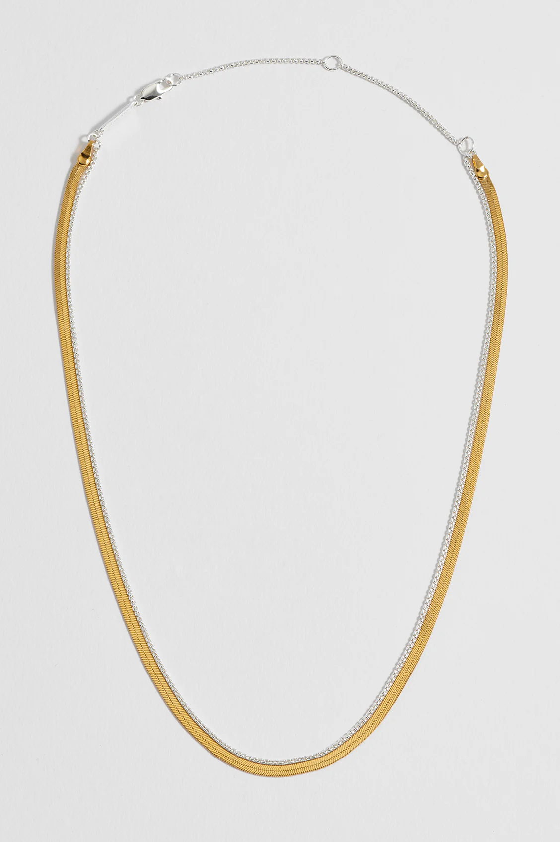 Mixed Metal Herringbone Chain Double Necklace - Image 4