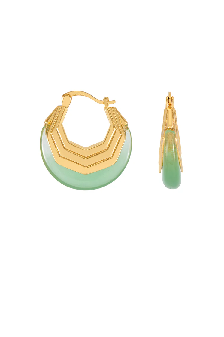 Green Half Moon Hinge Hoops - Image 3