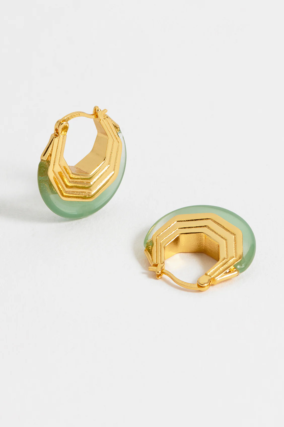 Green Half Moon Hinge Hoops - Image 4