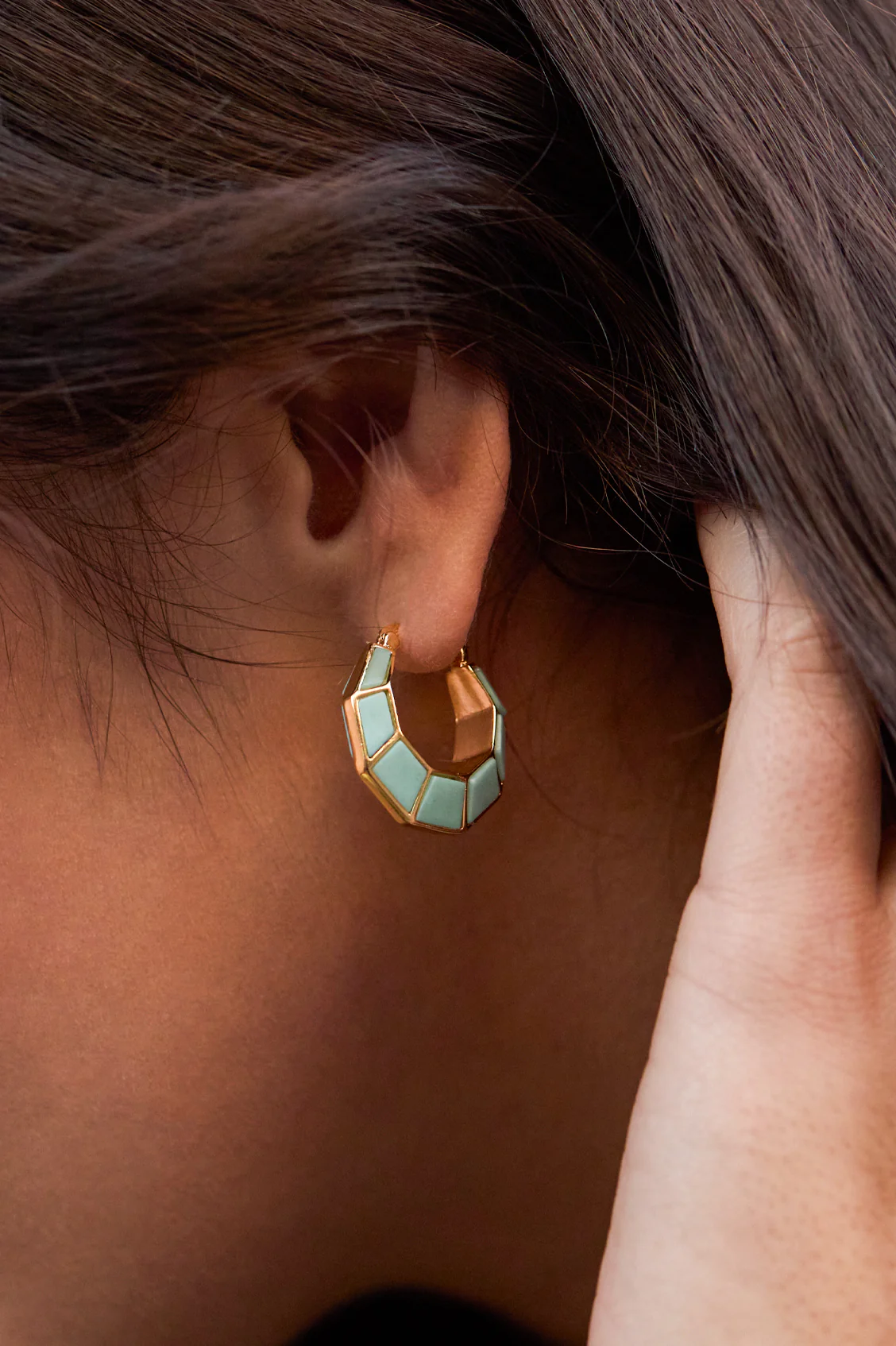 Octagon Hinge Hoop Earrings - Image 2