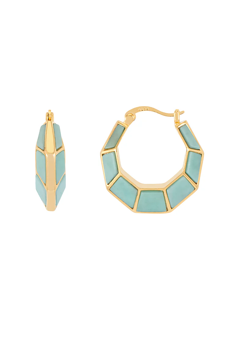 Octagon Hinge Hoop Earrings - Image 3