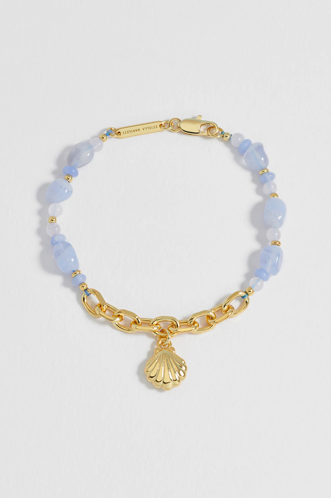 Blue Gemstone Seashell Charm Bracelet