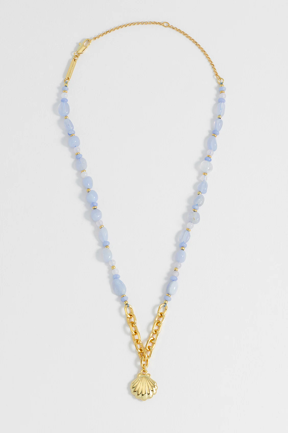 Blue Gemstone Seashell Charm Necklace