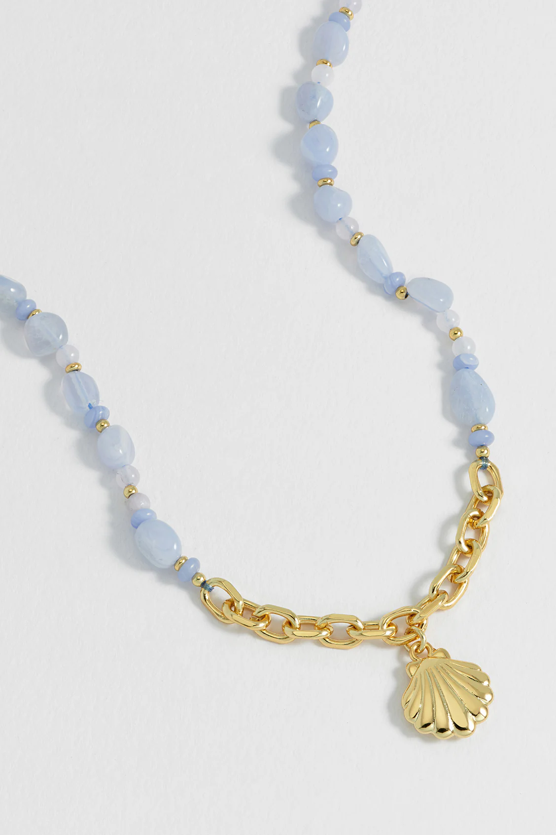 Blue Gemstone Seashell Charm Necklace - Image 4