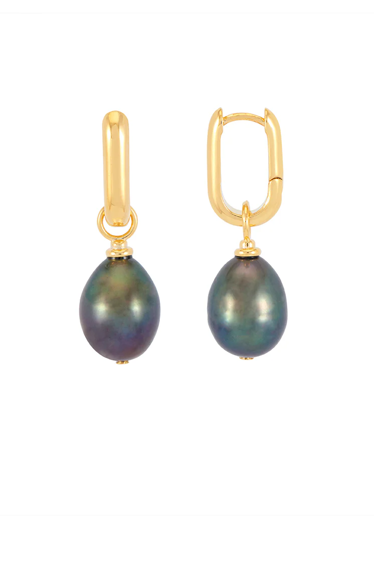 Blue Pearl Drop Link Earrings - Image 3