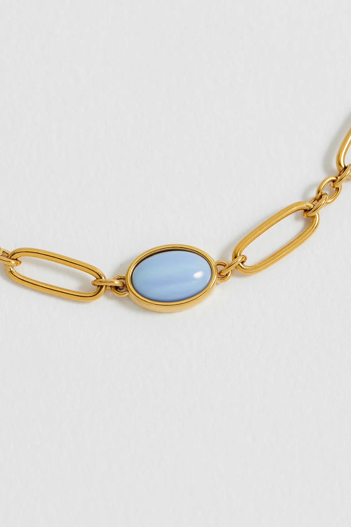 Blue Quartz Cabochon Chain Bracelet - Image 3