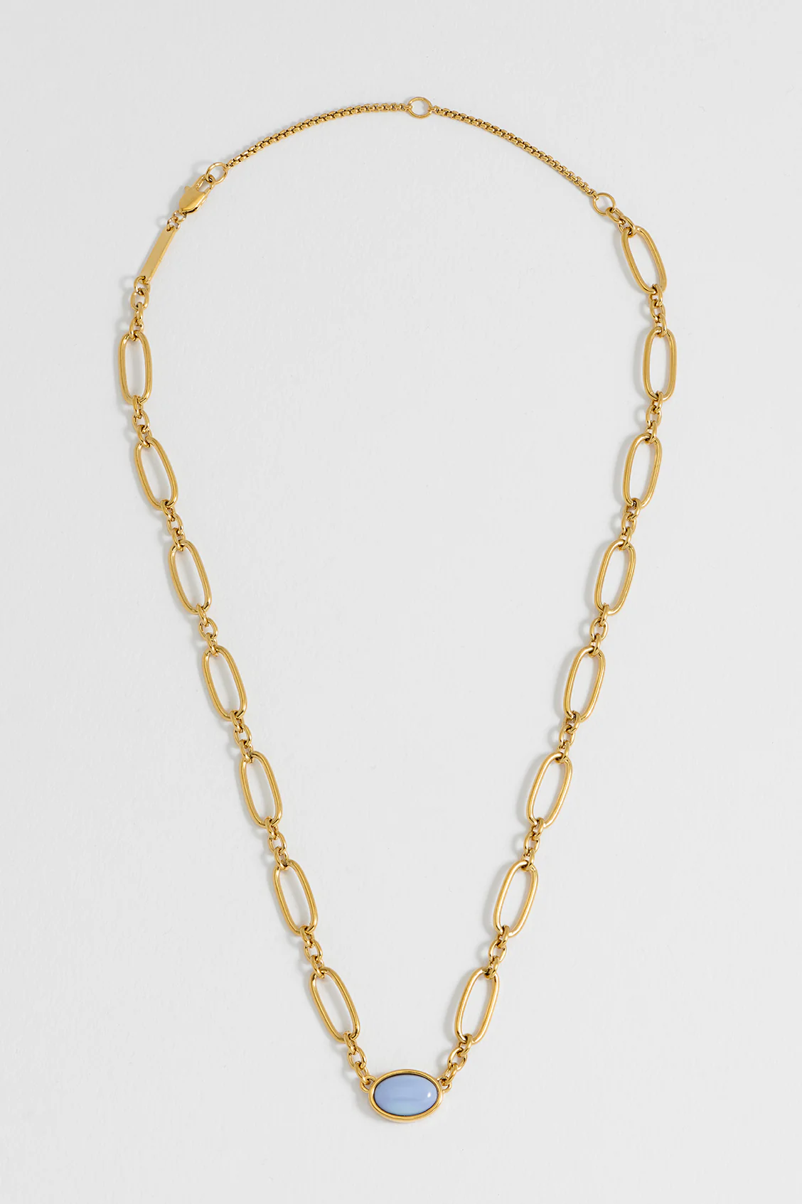 Blue Quartz Cabochon Chain Necklace