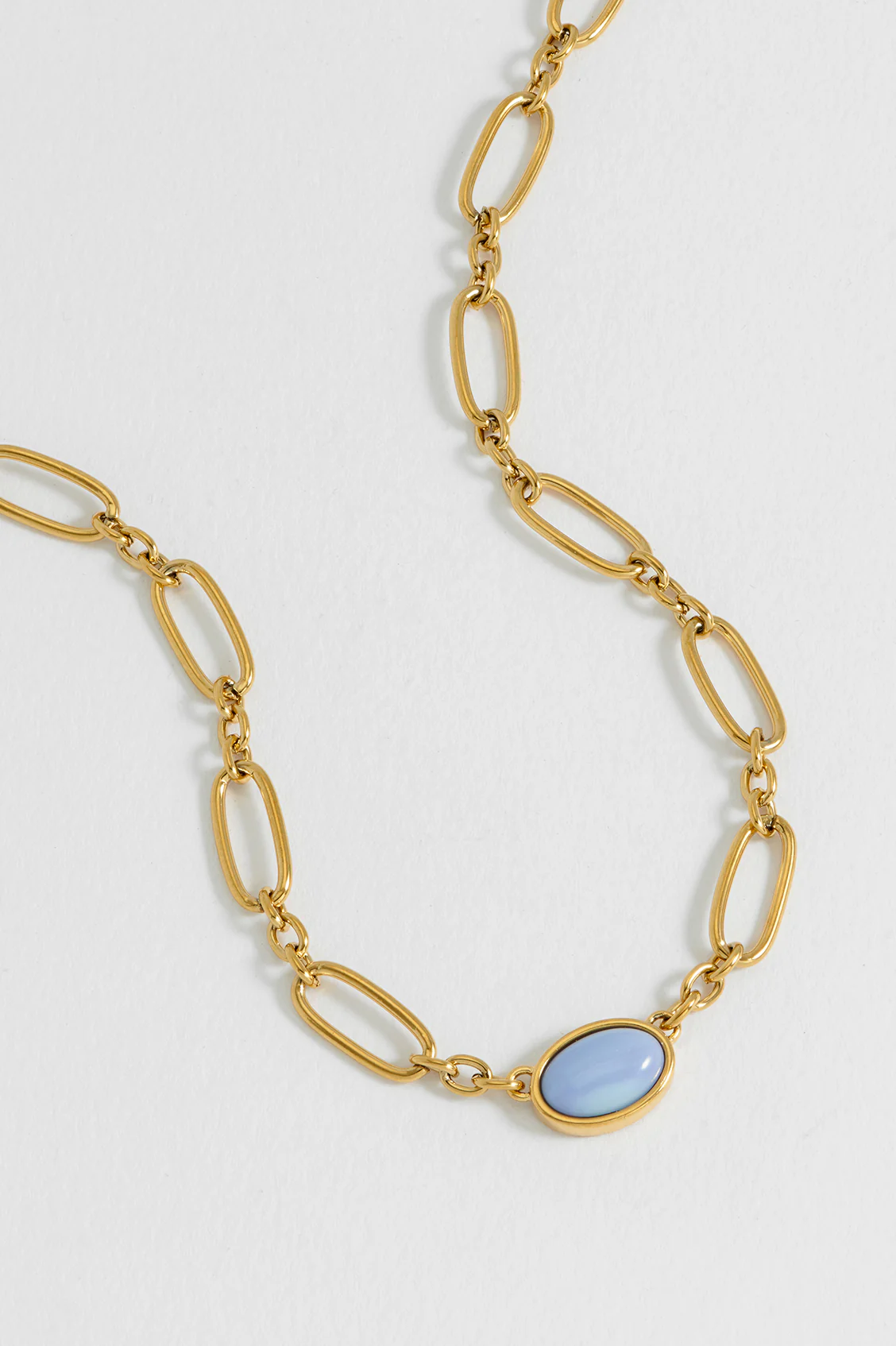Blue Quartz Cabochon Chain Necklace - Image 2