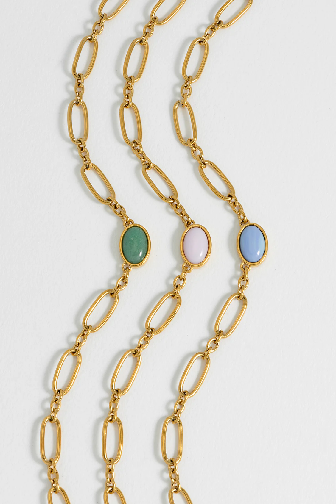 Blue Quartz Cabochon Chain Necklace - Image 4