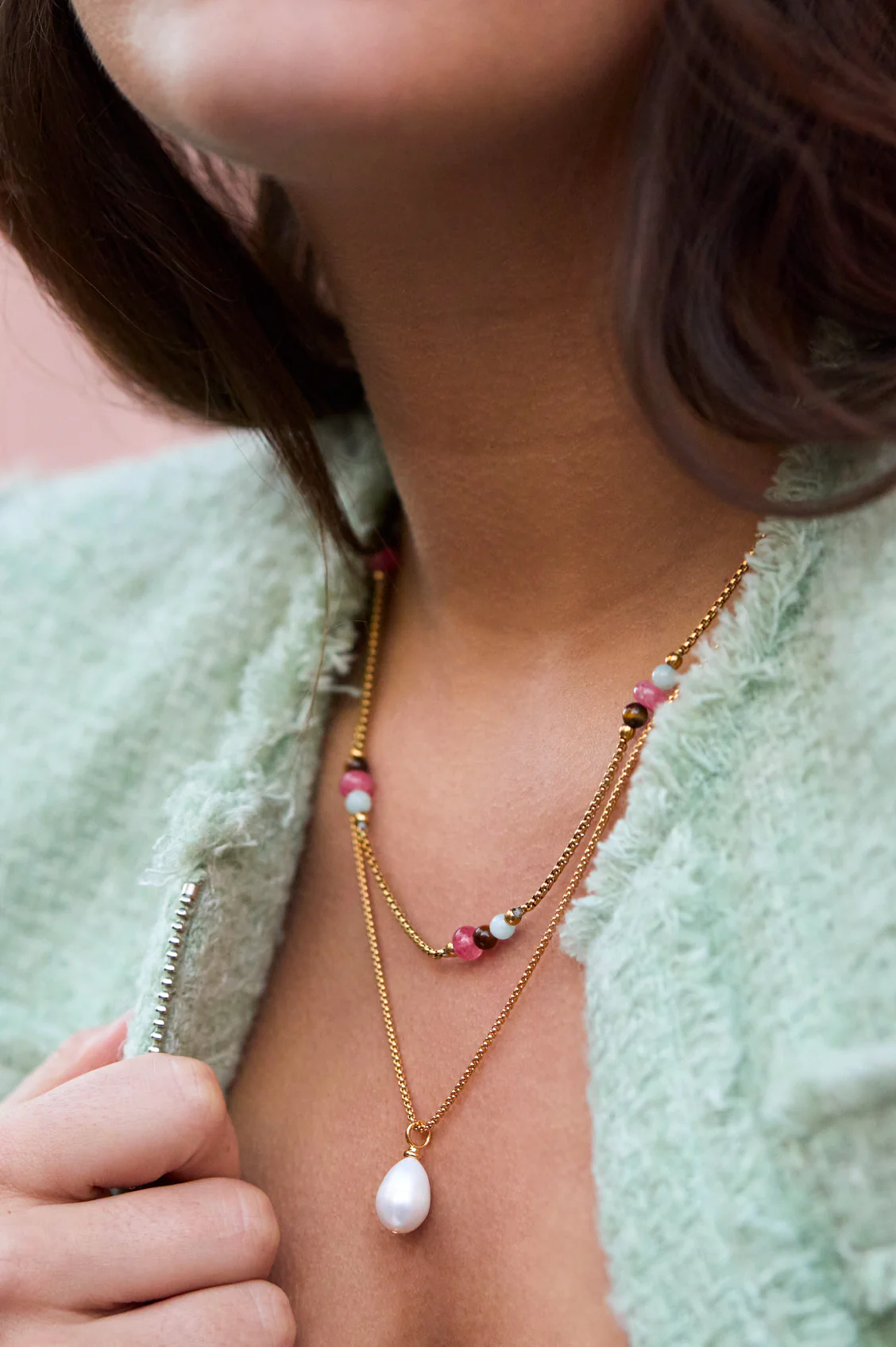 Multi Gemstone Rope Chain Necklace - Image 6