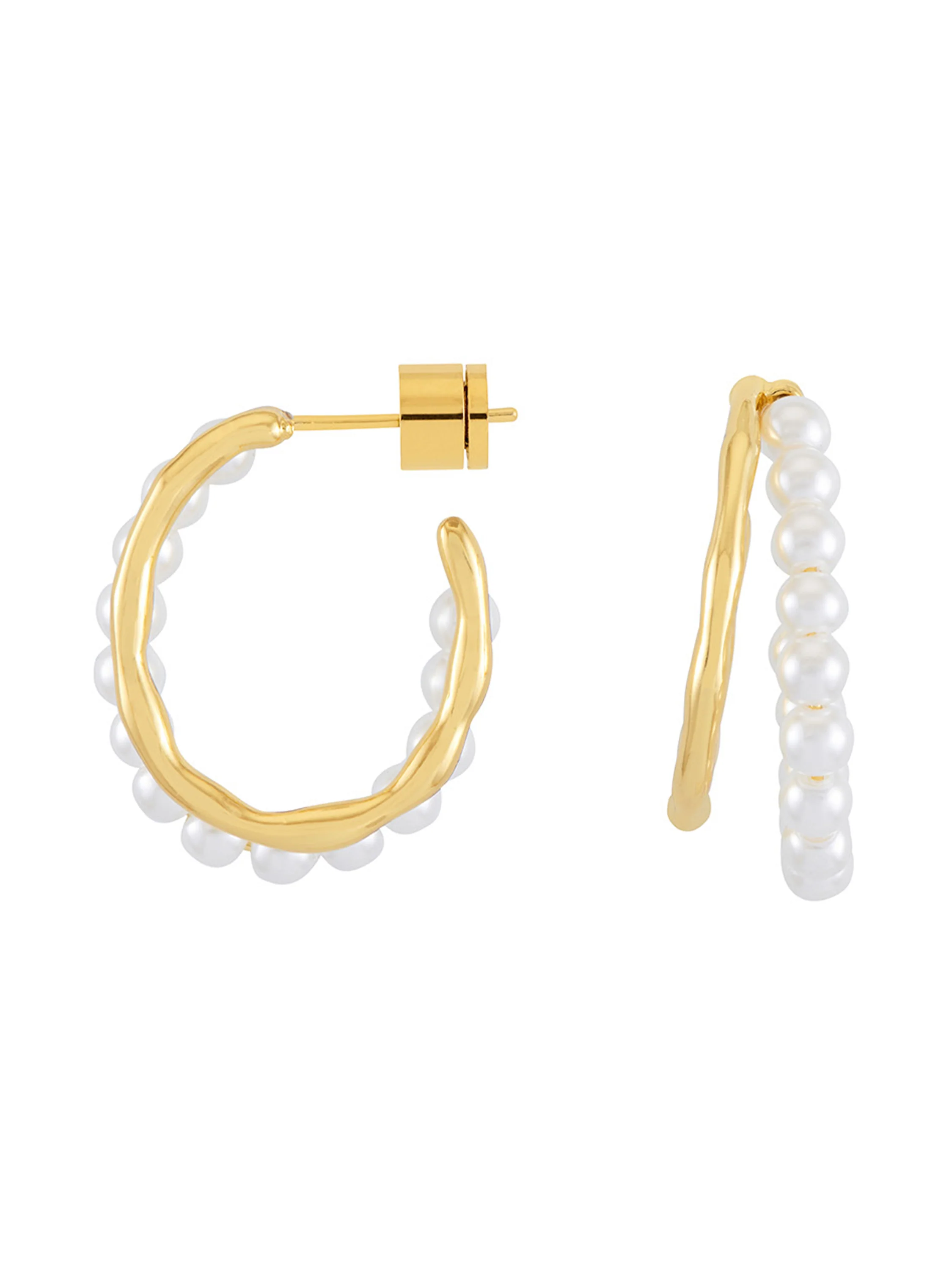 Pearl and Molten Metal Double Illusion Hoops - Image 3