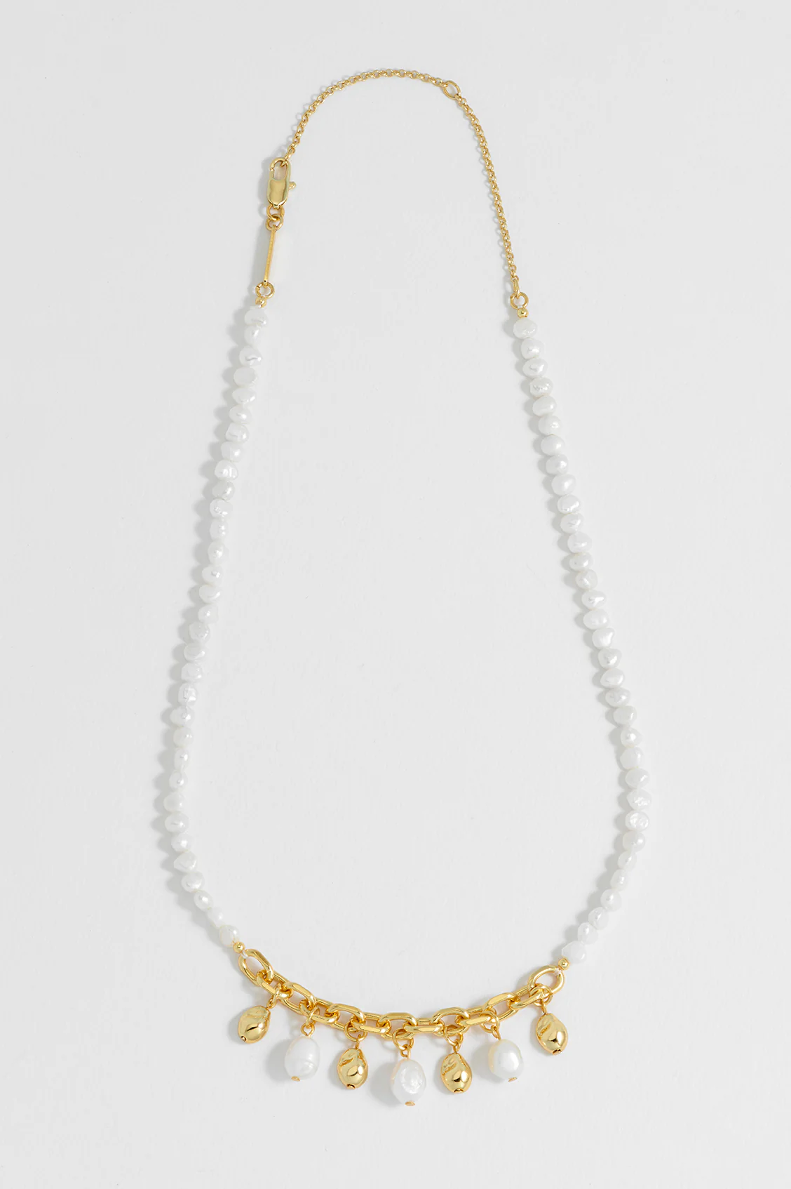 Pearl and Molten Pebble Charm Necklace