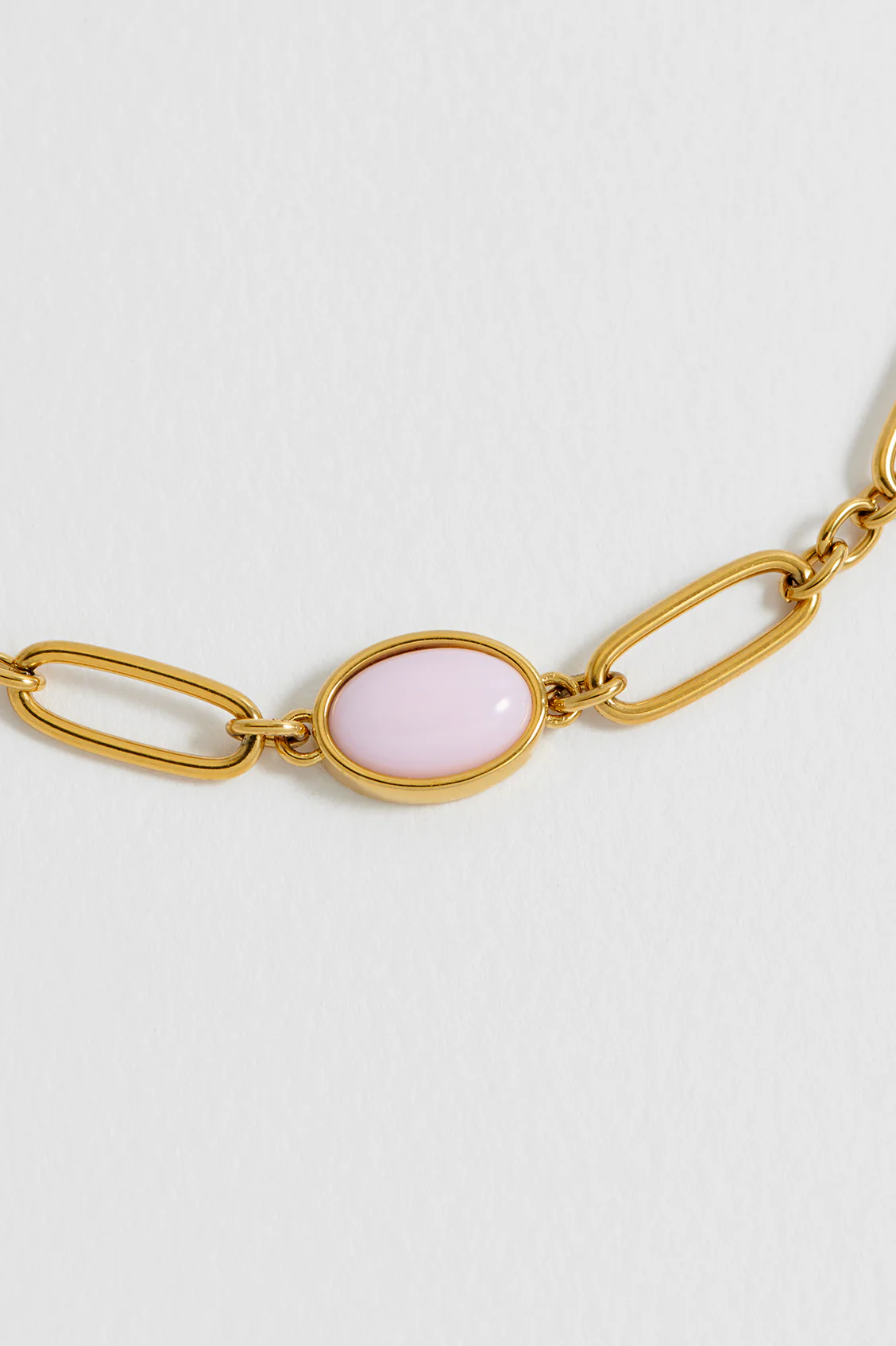 Rose Quartz Cabochon Chain Bracelet - Image 3