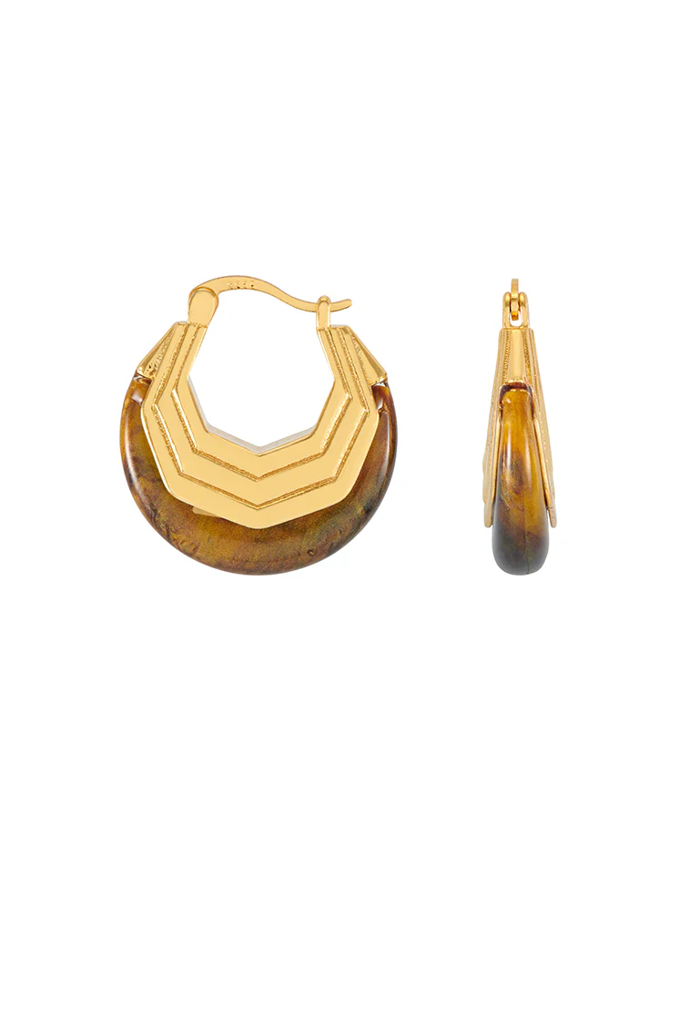 Brown Half Moon Hinge Hoops - Image 3