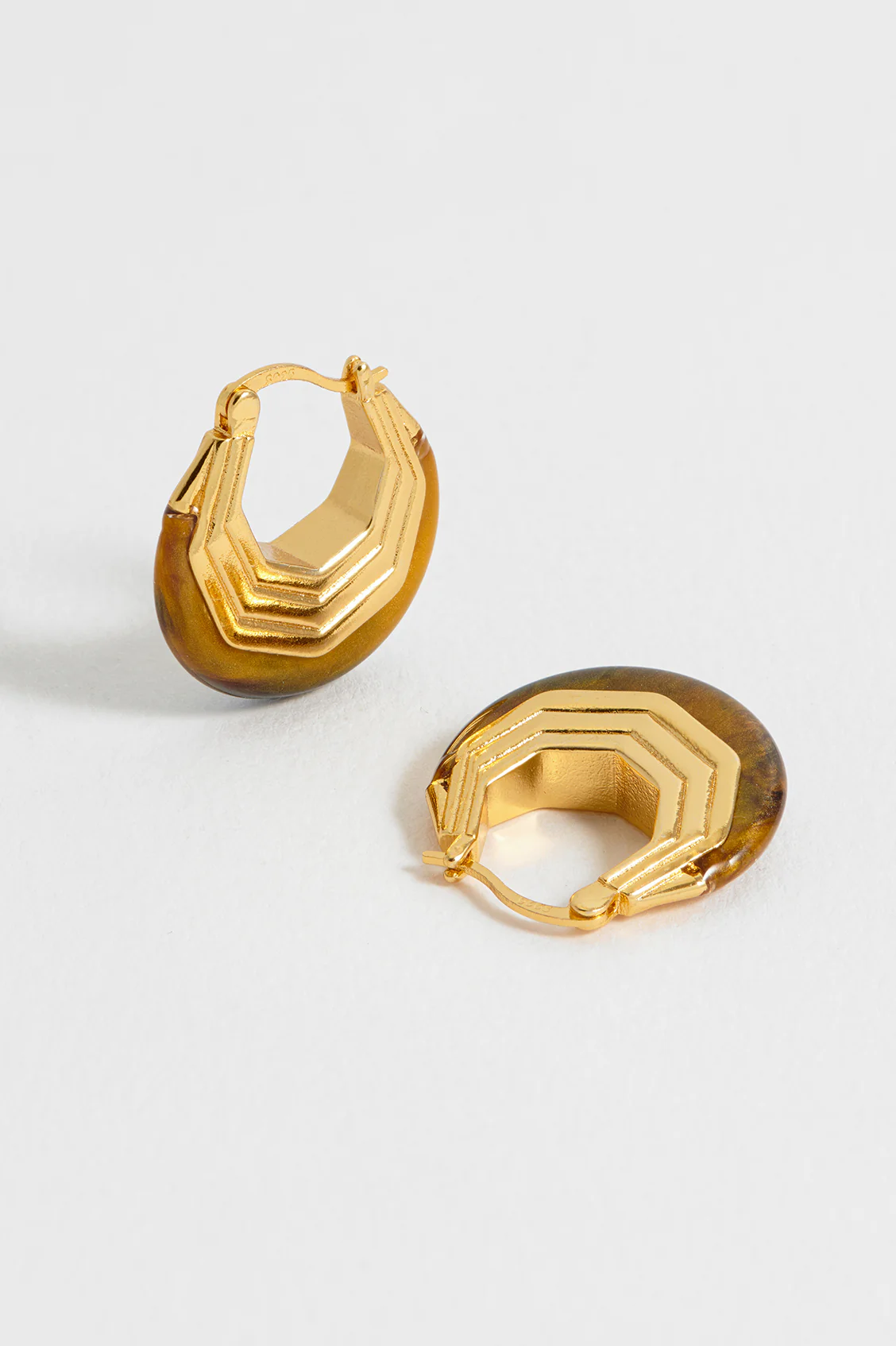 Brown Half Moon Hinge Hoops - Image 4