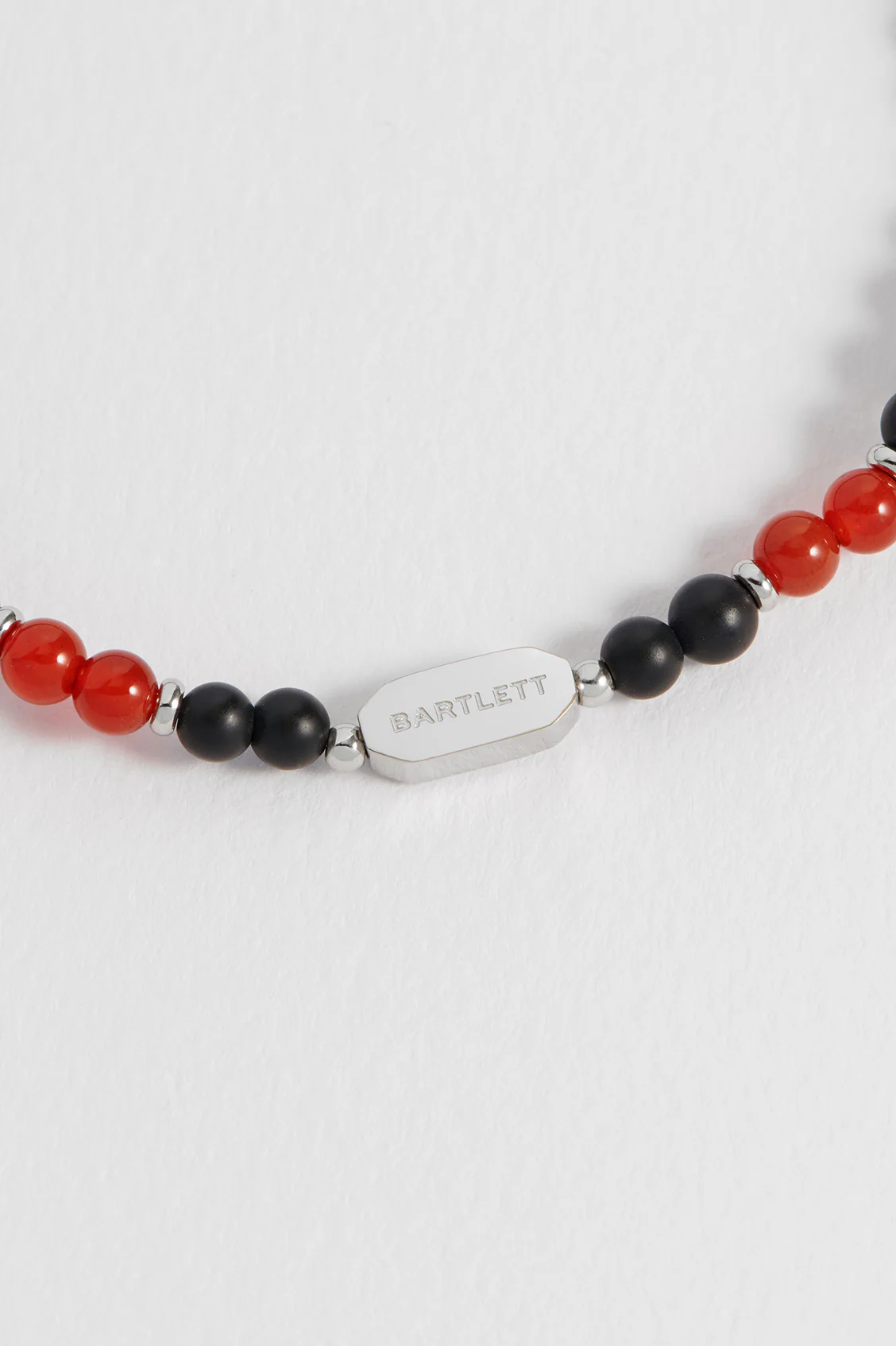 Men's Black Onyx Bracelet With Red Agate Accent - Image 4