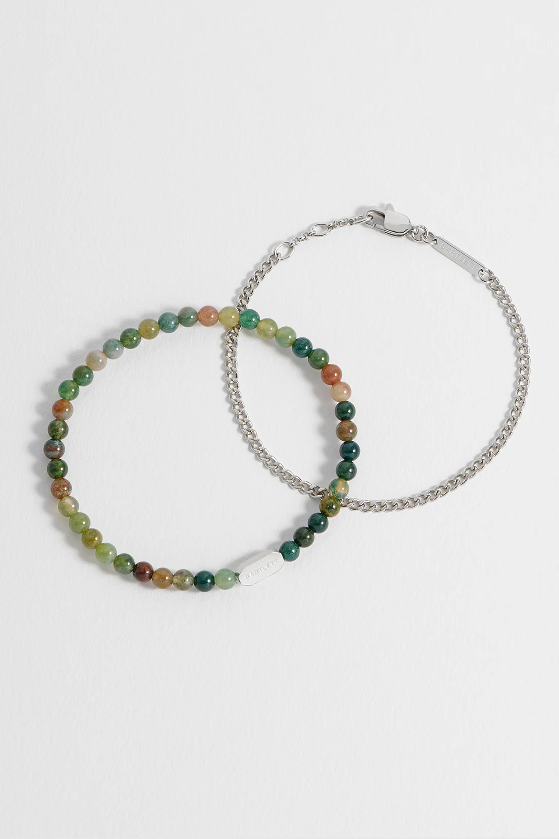 Men's Green Agate Duo Bracelet Set