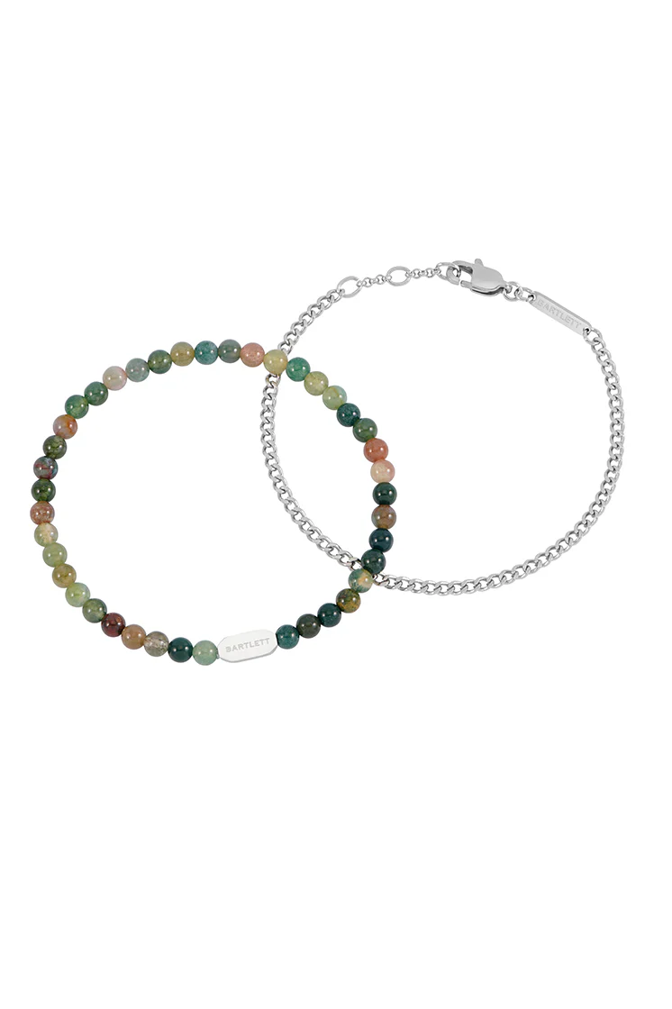 Men's Green Agate Duo Bracelet Set - Image 3