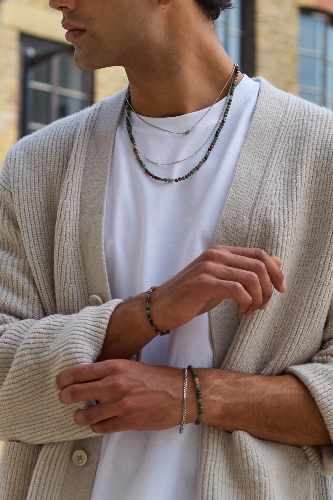 Men's Green Agate Duo Bracelet Set - Image 4