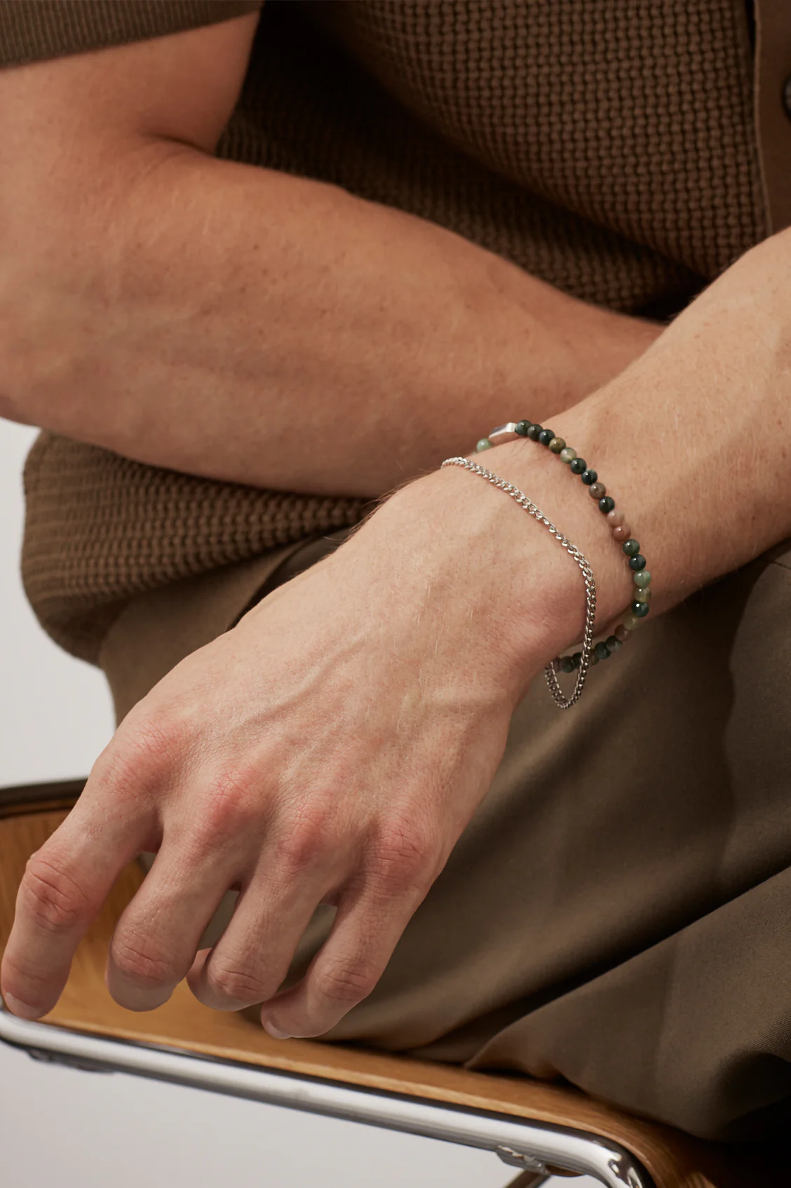 Men's Green Agate Duo Bracelet Set - Image 6