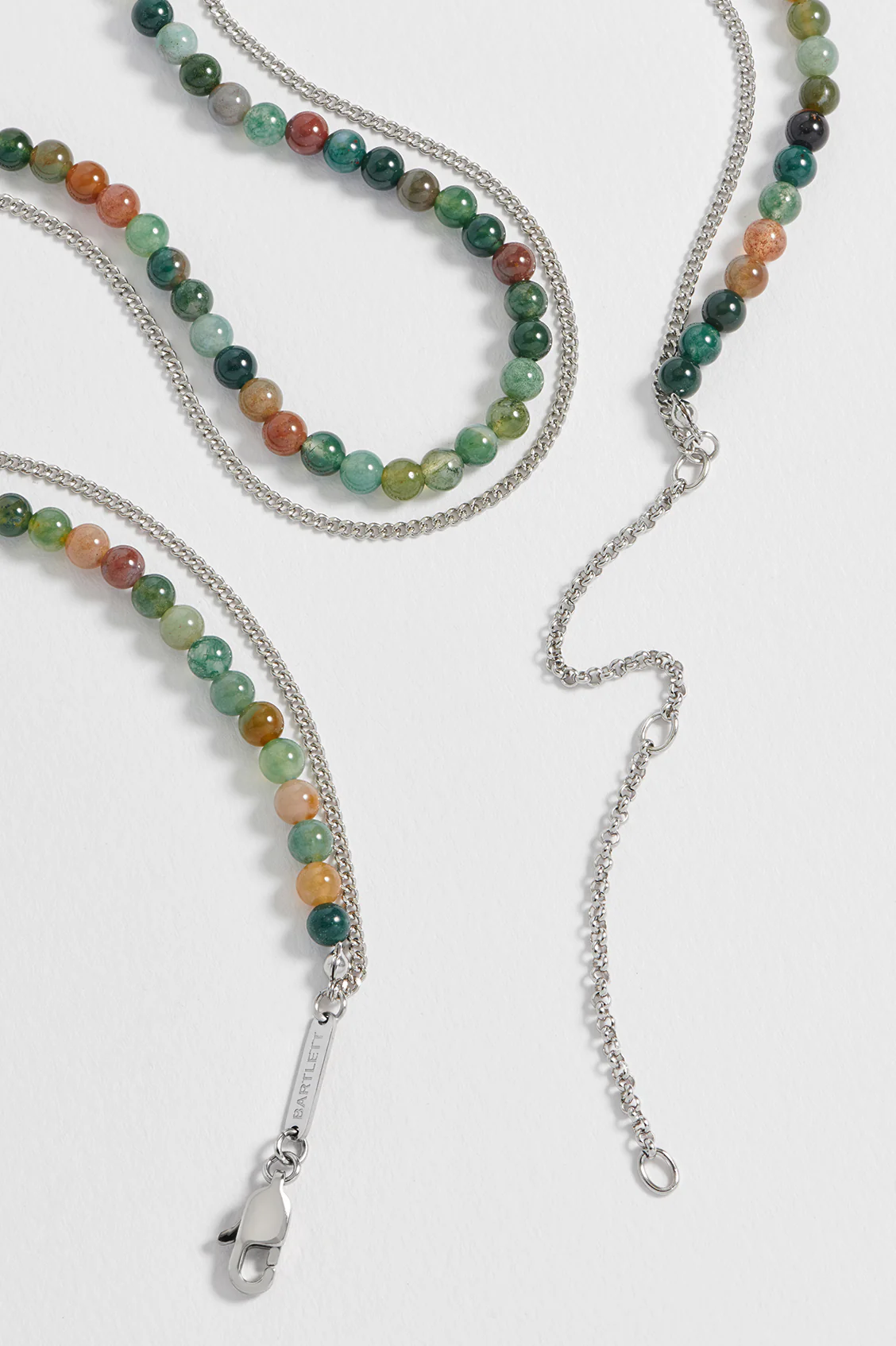 Men's Mixed Green Agate Double Necklace - Image 4
