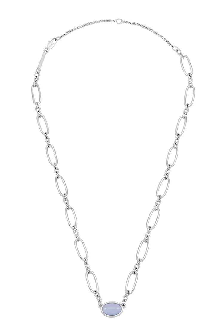 Blue Quartz Cabochon Chain Necklace - Image 3